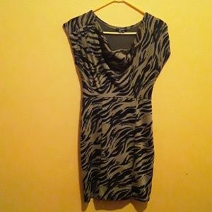 Tan and black printed mini-dress